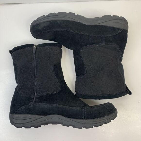 L.L. Bean Men\'s Size 14 Boots Primaloft Insulated Black Suede Fleece Side Zip main image 9